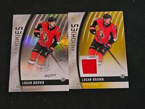 2017-18 UD SP GAME USED LOGAN BROWN #ed /299 /399 ROOKIE + JERSEY RC 2 CARD LOT - Picture 1 of 2