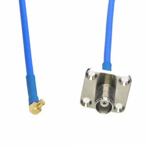 TNC female Flange to MCX male elbow RG402 .141" Flexible Semi-Rigid Jacket 4~40" - Picture 1 of 4