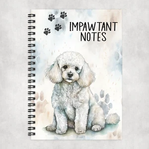 Impawtant Notes Poodle A5 Spiral Bound Notebook 60 Lined pages Dog Lover Gift - Picture 1 of 2