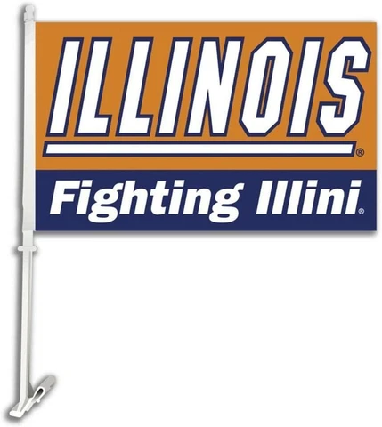 UI Illinois Fighting Illini Car Flag  Wall Brackett Car Flag Midwest SHIP L4 Cover