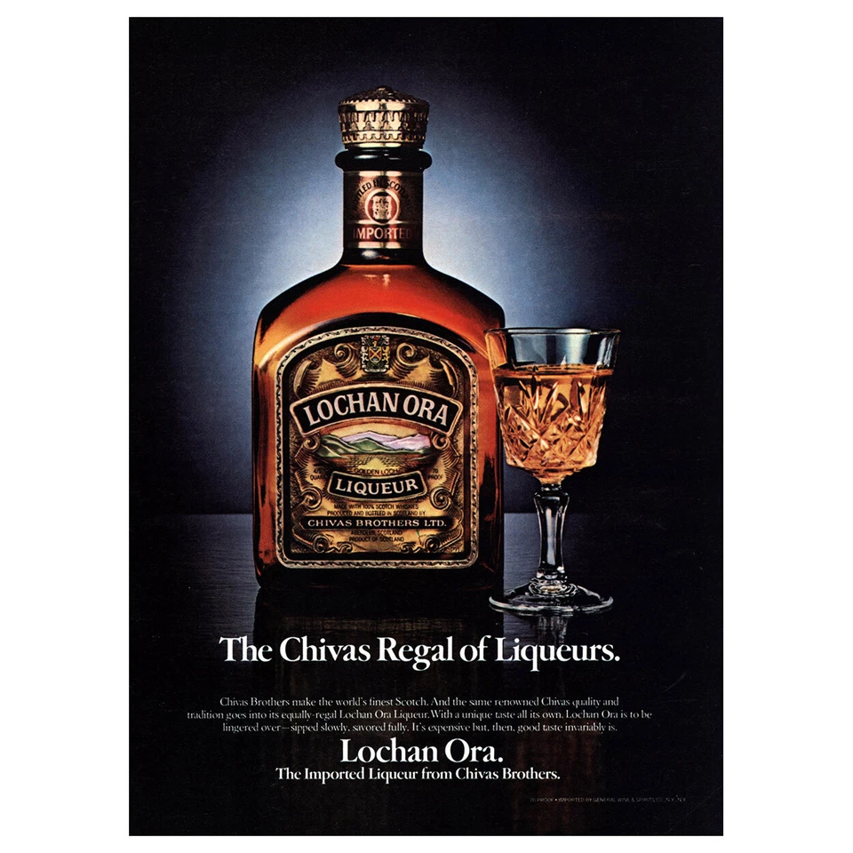Liquore Lochan Ora 1980: Chivas Regal of Liquori Pubblicità Stampa Vintage - Immagine 1 di 1