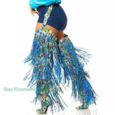 Sexy botas con cinturón hasta el muslo por encima de la rodilla Occidente para mujer  Foto 1 de 4