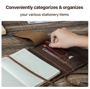 Leather A5 Notebook Case Book Cover With Pen Holder Multifuntional School Office - Bild 1 von 9