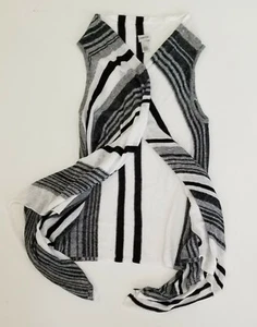 Chico's S/M Sleeveless Shawl Cover White Black and Grey Stripes Soft Comfy fall - Picture 1 of 12