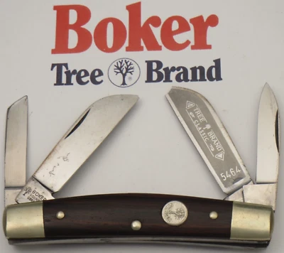 Manijas medianas de palo de rosa BOKER Solingen de cuatro hojas Congress - acero al carbono - usadas Foto 1 de 4