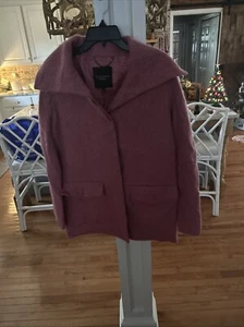 Talbots Pink Jacket Pea Coat wool alpaca mohair Blend Sz XS Artsy Pockets Boho - Picture 1 of 4