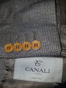 CANALI 1934 Brown Black Wool Tooth Check Sport Coat Jacket Blazer 56 44R - Picture 1 of 5
