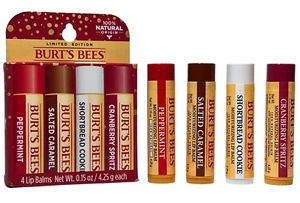 Burts Bees Ltd Ed 4pk Peppermint Salted Caramel Shortbread & Cranberry TWO PACKS - Picture 1 of 12