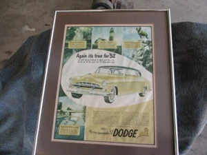Oldtimer 1952 Dodge Anzeige, Mopar, gerahmt. - Bild 1 von 5