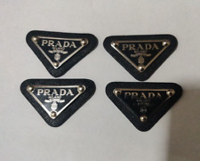 4 x Prada Logo Triangle Black and Silver Badge Pendant clothing emblem + 1 FREE