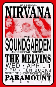 NIRVANA, SOUNDGARDEN & THE MELVINS 1992 Framed Concert Poster - Picture 1 of 2