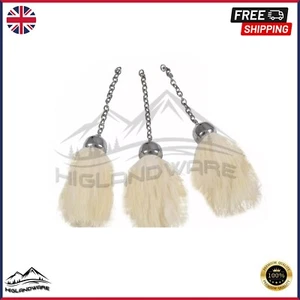 Scottish Sporran Tassels – White Rabbit Fur – Highland Dress Replacement - Picture 1 of 2