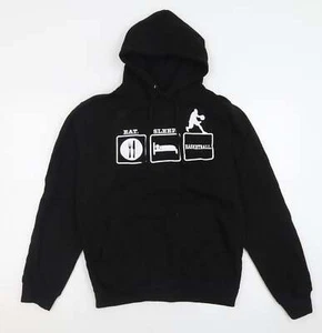 Felpa con cappuccio pullover da uomo nera cotone taglia S - basket - Foto 1 di 12