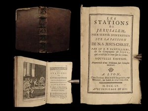 1755 Stations of Cross Jerusalem Passion Jesus Illustrated Bible ART Parvilliers - Picture 1 of 24