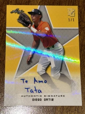 DIEGO ORTIZ 2020 Leaf Perfect Game YELLOW SHIMMER INSCRIPTION AUTOGRAPH #1/1 - Image 1 of 2
