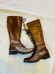 Frye Melissa Größe 9 hoch Schnürstiefel Damen braun Motorrad Militär Stiefel - Bild 1 von 7