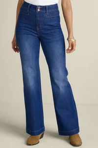 Soft Surroundings The Ultimate Denim Trouser Jeans Wide Leg Sz 2 Dark Wash - Picture 1 of 10