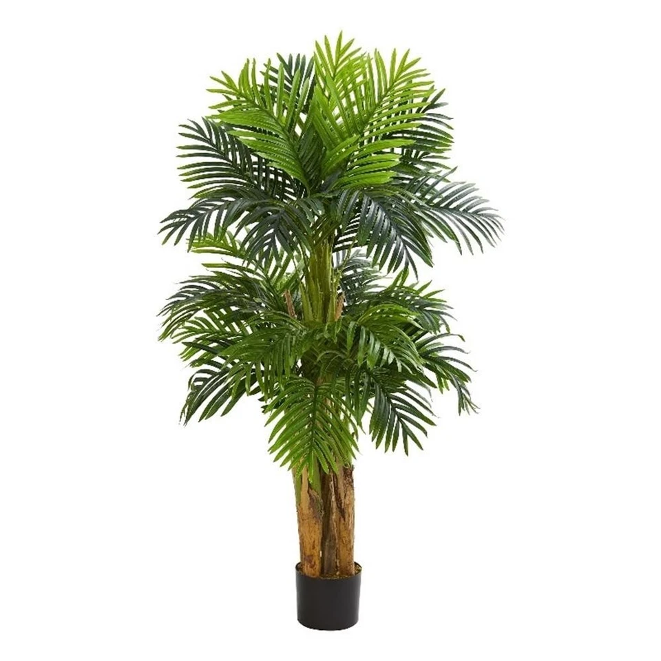 Palmera artificial triple Areca casi natural de 60" en verde/negro Foto 1 de 3