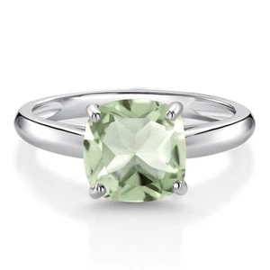 10K White Gold Cushion Gemstone Birthstone Engagement Ring For Women | Size 5-9 - Picture 1 of 56