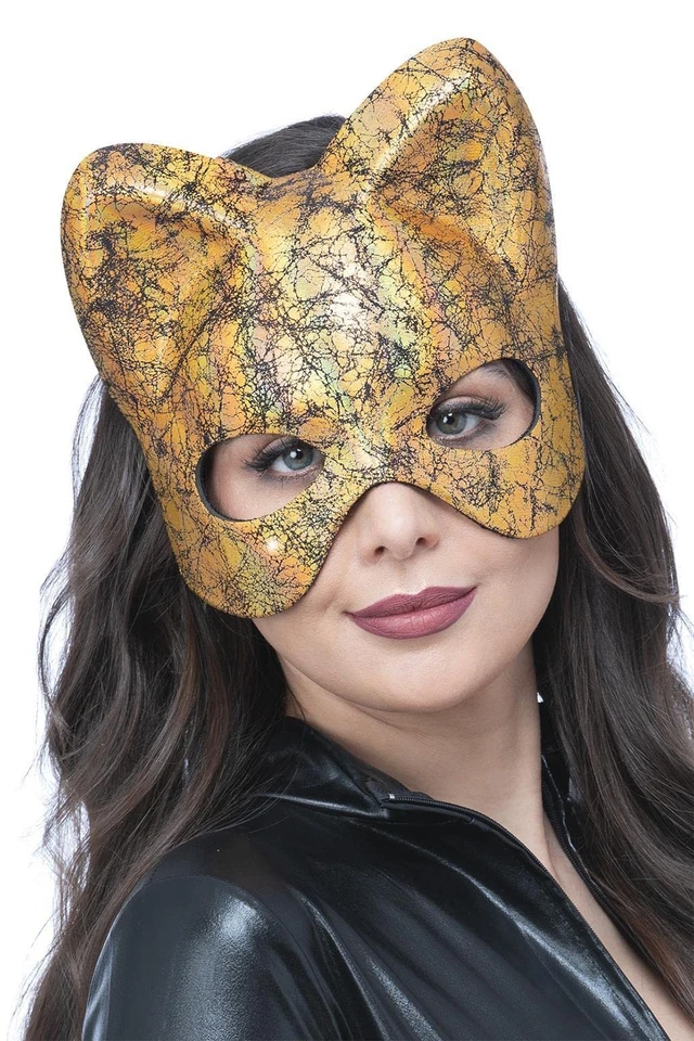 Smiffys Gold Cat Eyemask - Image 1 of 1