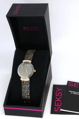 Seksy 2719 Ladies Rose Gold Plated Bronze Swarovski Crystal Set Bracelet Watch - Image 1 of 4