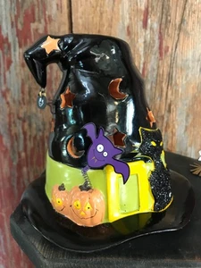 partylite halloween tea light house witch hat w/spinner - Picture 1 of 6