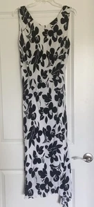 Nikol Alexander NY Maxi Dress Sz 18 Black /White Floral Lined Sleeveless Straps - Picture 1 of 9