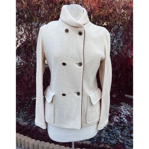 Chaqueta de Colección Henry Cottons Mujer Crema Lana Doble Pecho Forro a Cuadros Cuerno Botón - Imagen 1 de 12