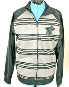 Miami Heat UNK NBA Basketball Black Gray Striped Full Zip Jacket Youth Boy's XL