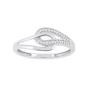 Anello Moda Incastro Oro Bianco, Giallo o Rosa 10K 1/12Ct TDW Diamante - Foto 1 di 24