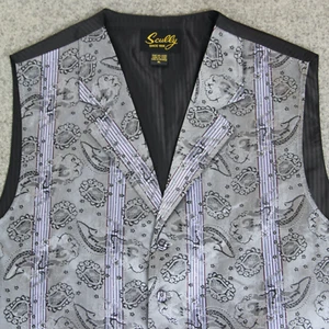 Scully Dress Vest Mens XL Gray Silver Paisley Formal WaistCoat Cowboy Old West - Picture 1 of 21
