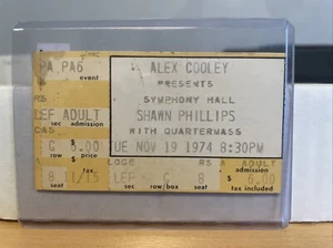1974 Shawn Phillips Ticket Stub!! 11/19/74 W/Quartermass!! - Imagen 1 de 2