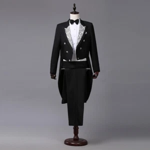 Set da uomo 2 pz cappotto da smoking giacca + pantaloni pantaloni pantaloni abito matrimonio sera chic - Foto 1 di 15