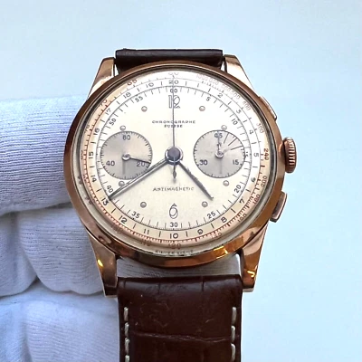 CHRONOGRAPHE - SWISS MADE - ROSE GOLD PLATTED - VINTAGE - TACHYMETRE -38MM - Image 1 of 4
