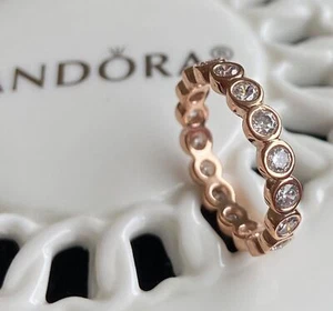 Auténtico Anillo Brillante Atractivo Pandora ROSA #180942CZ - Imagen 1 de 8
