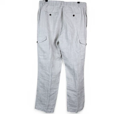 Caribbean Linen Pants Mens 38x30 Cream Tan Beach Chinos Elastic Waist 100% Linen - Image 1 of 4