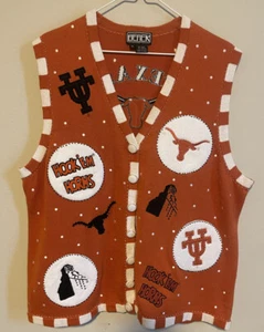 Vintage Berek 2 Sweater Vest UT Longhorns College Football Size XL Texas - Picture 1 of 11