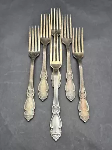 Vintage Soviet set of dessert forks made of nickel silver MNK USSR 6 items ROSA - Picture 1 of 14