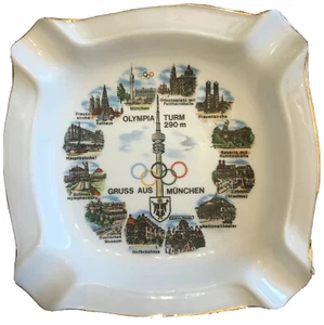 1972 munich olympics Tower Ashtray Porcelain Gerold Turm 290 m Gruss Aus Munchen - Picture 1 of 6