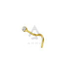Nose Stud Gold  and Silver  Hook Curve Bar Bend Clear Gem 1.5mm 2mm 2.5mm 3mm