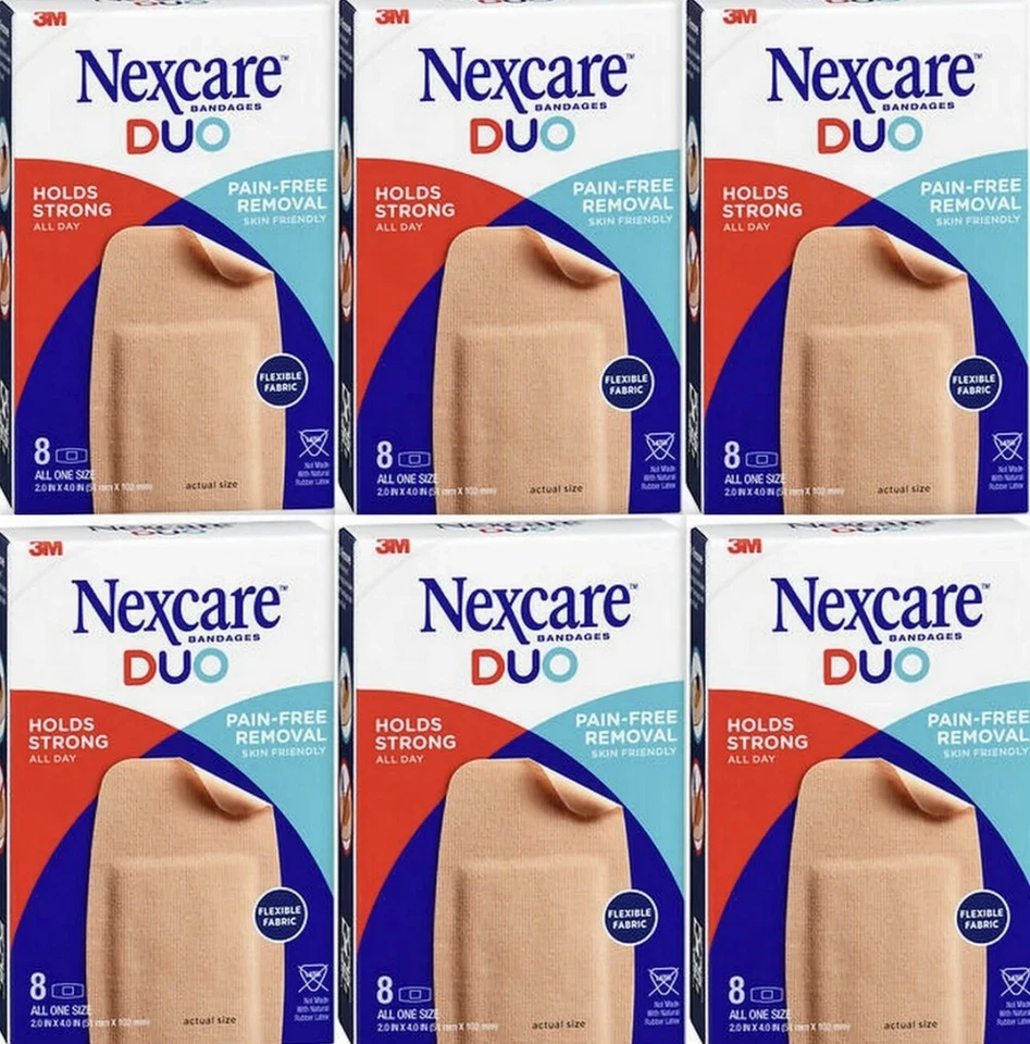 Nexcare Vendajes DUO Rodilla/Codo Talla Única 2"x4" 8ct/caja (6 cajas) Foto 1 de 1