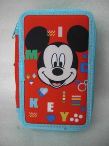 ASTUCCIO 3 ZIP TRIPLO SCUOLA COMPLETO TRE ZIP MICKEY MOUSE TOPOLINO - Picture 1 of 4