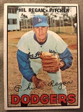 1967 Topps Phil Regan Baseball Card #130 Dodgers Pitcher Low Grade