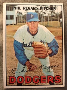 1967 Topps Phil Regan Baseball Card #130 Dodgers Pitcher Low Grade