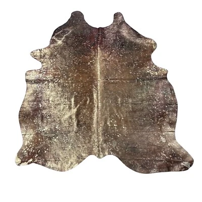 Alfombra de cuero de vaca Brindle con ácido metálico dorado lavado tamaño: 7x6 pies Y-059 Foto 1 de 4