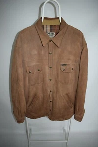 DIESEL Brown Suede Leather Flannel Lined Shirt Jacket Snaps Men’s Size L - Picture 1 of 22