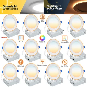 12 Pack 6 Inch 12W 5CCT LED Ceiling Lights Downlights Dimmable with Junction Box - Picture 1 of 22