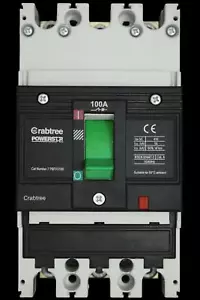 CRABTREE 100 AMP 50kA TRIPLE POLO MCCB POWERSTAR 7PBFH3100 - Imagen 1 de 7