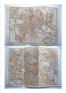 stampa old map Rzeczpospolita Polonia Polska Breslavia Wrocław Breslau 1914 - Foto 1 di 1