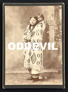 Original Kiowa Mother Native American Indian cabinet photo MUTE ID'd w/ baby - Picture 1 of 10
